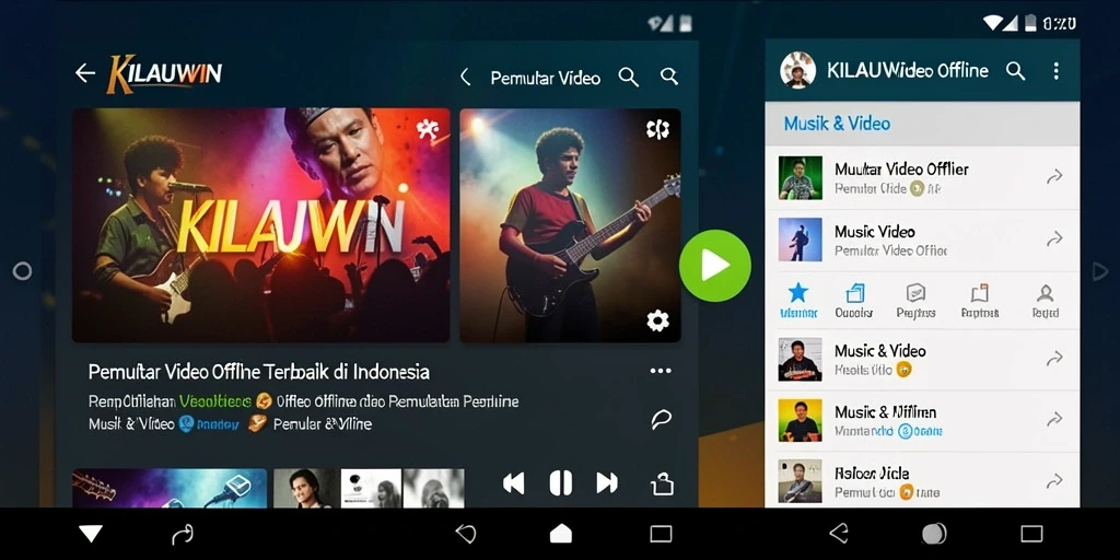 Tampilan antarmuka KILAUWIN dengan fitur Pemutar Video Offline yang menarik.