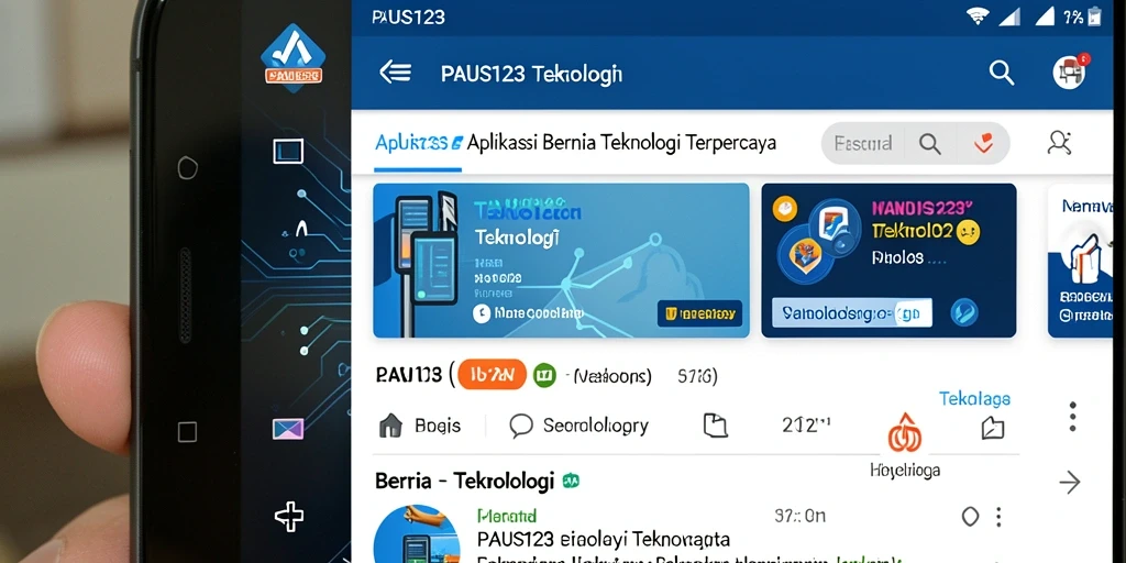 Tampilan utama PAUS123 menampilkan berita teknologi terbaru dengan antarmuka yang menarik.