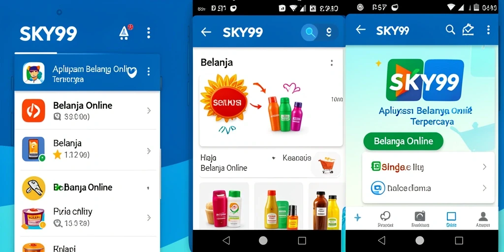 Antarmuka pengguna aplikasi SKY99 yang menarik dan modern.