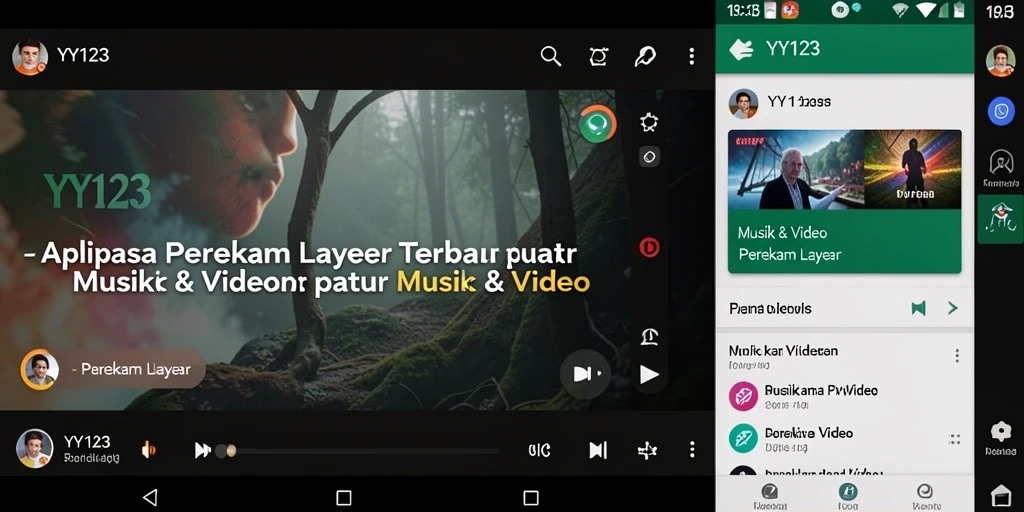 Antarmuka YY123 saat merekam layar dengan berbagai fitur.